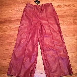 Wide Leg Faux Leather Pants